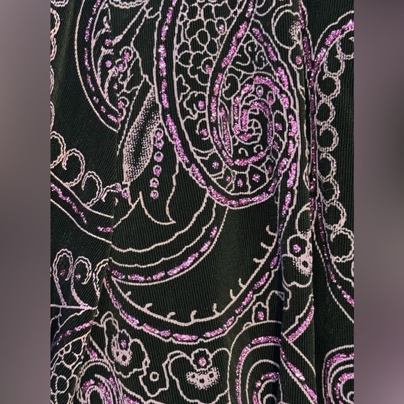 Alex Evenings Pink And Black Sparkly Paisley Cardigan Dressy Blazer LP NWT - Picture 4 of 11